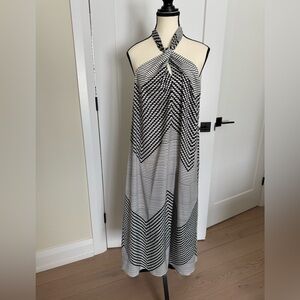 Black and White Halter Beach Cover up